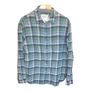 American Eagle Mens Green Plaid Flannel Button Front Long Sleeve Shirt Size S